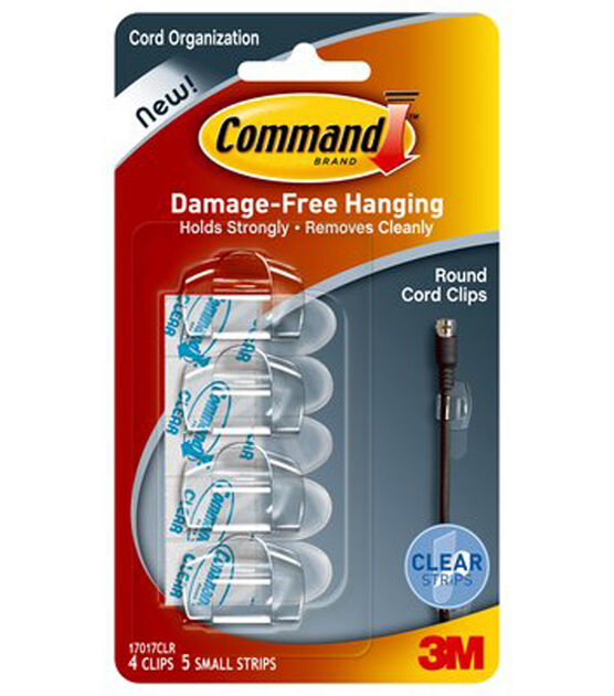 Command 9ct Clear Round Cord Clips & Strips