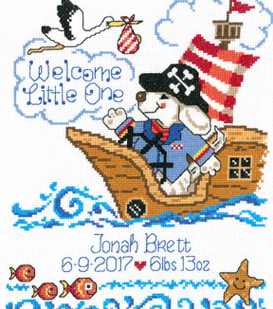 Imaginating 8" x 10" Pirate Birth Record Counted Cross Stitch Kit, , hi-res, image 3