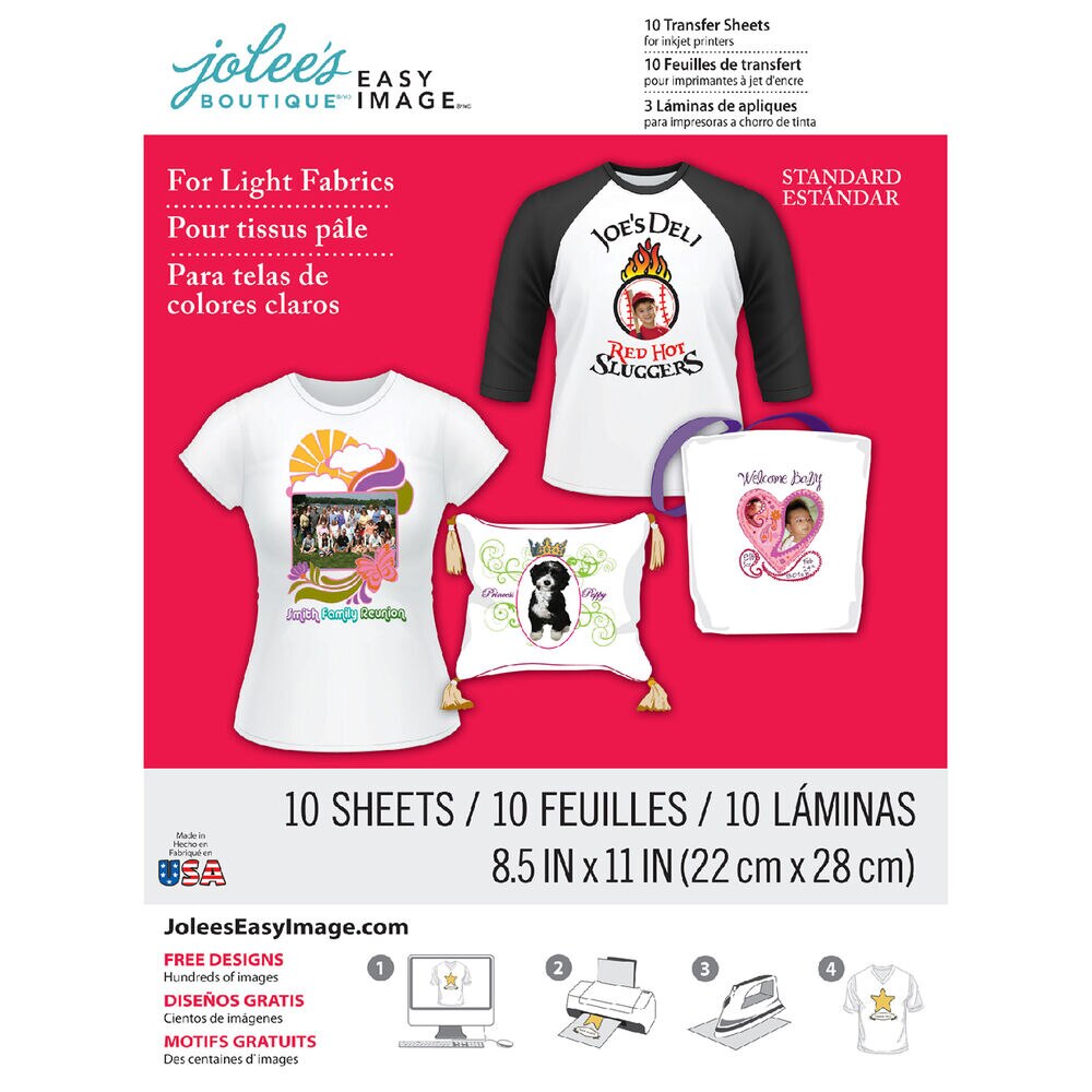 Jolee's Boutique 8.5" x 11" Light Inkjet Transfer Sheets 10ct, Light, swatch