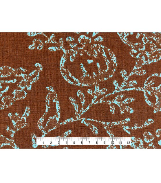Ornate Flowers Chestnut Cotton Canvas Fabric, , hi-res, image 4