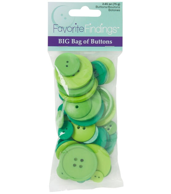 Favorite Findings 2.5oz Green Assorted Big Bag of Buttons