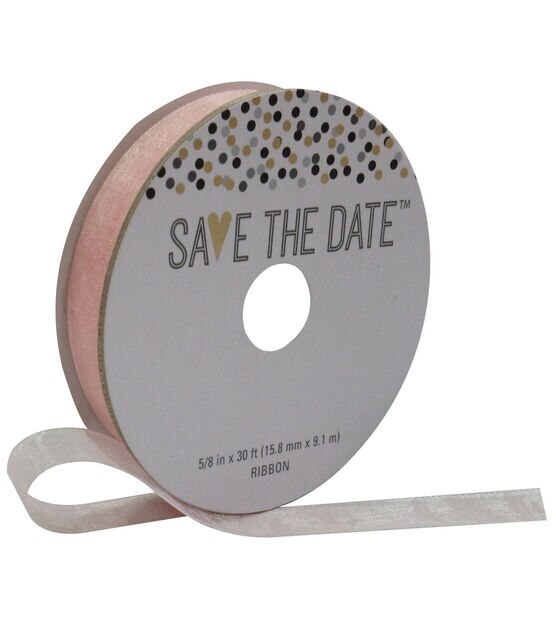 Save the Date 5/8'' X 30' Ribbon Pink Sheer