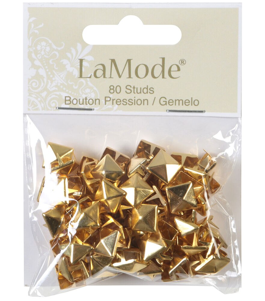 La Mode 80pc Pyramid Stud Shank Buttons, Gold Pyramid, swatch