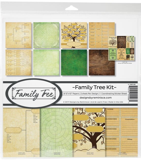 Reminisce Collection Kit 12"X12" Family Tree, 8 Papers & Stickers