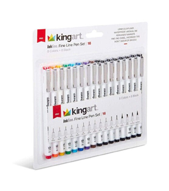 Kingart 8ct Inkline Fine Line Size 08 Pen Set - Pro Level