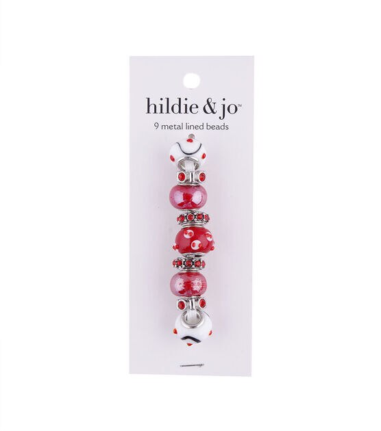 15mm Red Metal Lined Glass Beads 9ct by hildie & jo