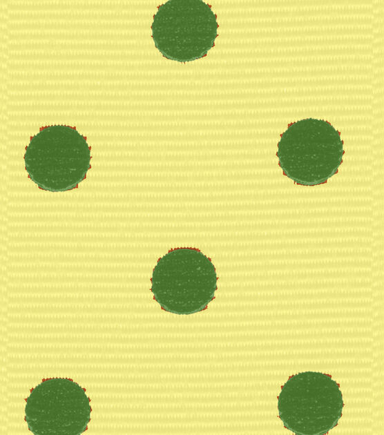 Offray Grosgrain Ribbon 1.5''x9'' Green Dippy Dots on Yellow