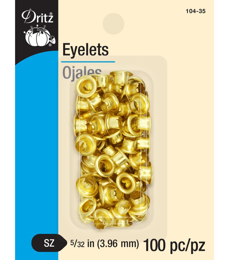 Dritz 5/32" Eyelets, 100 pc, Brass, Brass, swatch