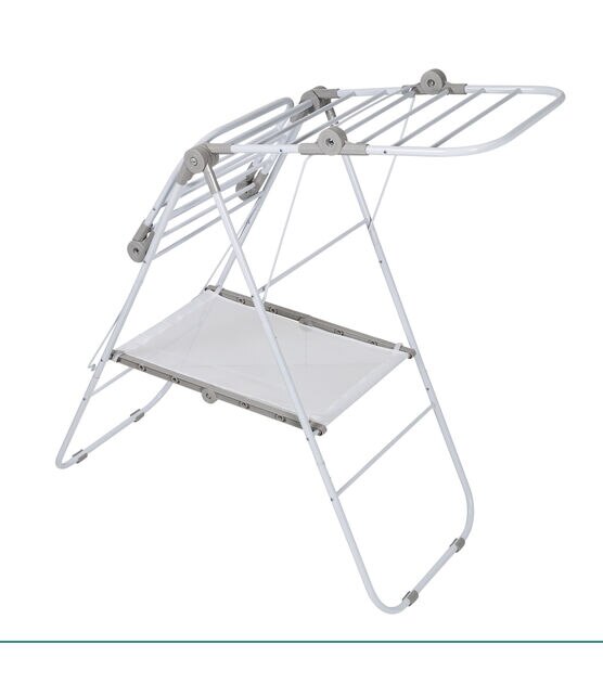 Honey Can Do 47" White Narrow Folding Wing Clothes Drying Rack 50lbs, , hi-res, image 7
