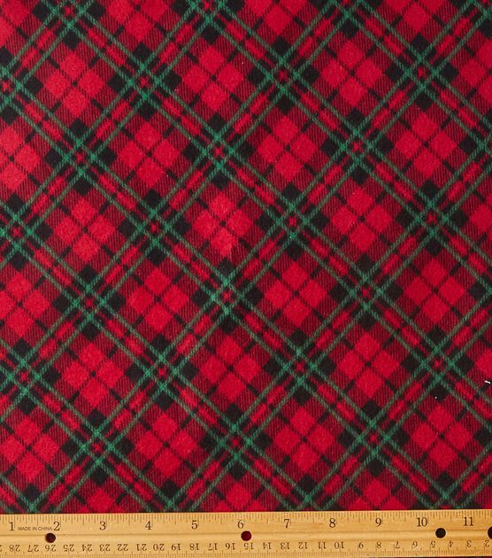 Eddie Bauer Black & Red Plaid Flannel Prints Fabric, , hi-res, image 2