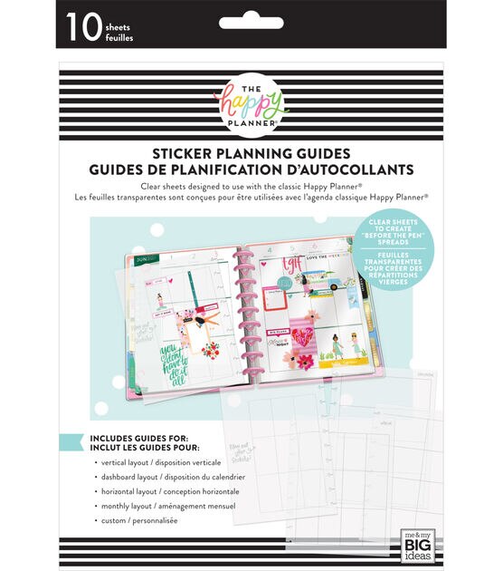 10 Sheet Clear Happy Planner Sticker Guides, , hi-res, image 1