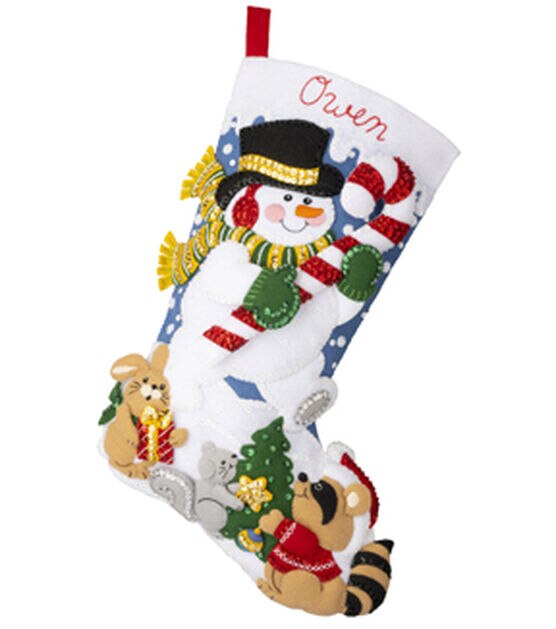 Bucilla 18" Snowman With Candy Cane Felt Stocking Kit