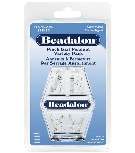 Beadalon Silver Plated 4mm Slider Pinch Bail for Gemstone & Crystal Pendants (6)
