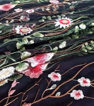 Fashion Collections Fashion Fabric Embroidered Floral & Butterflies