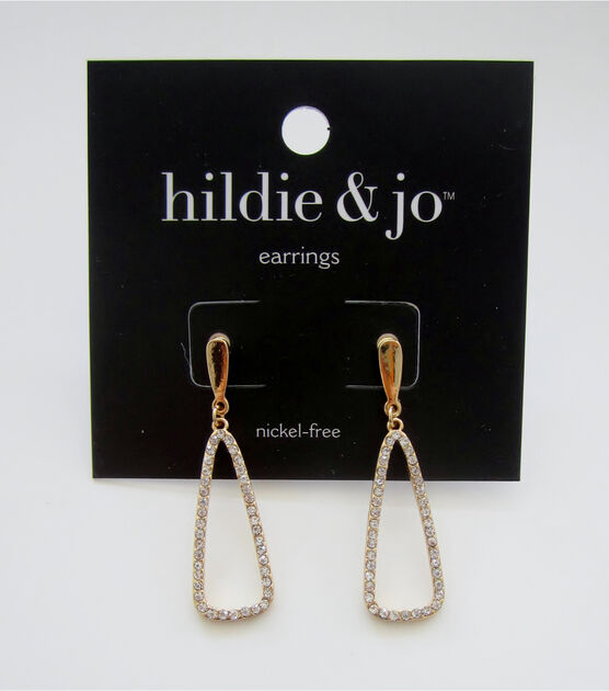 Gold Dangle Post Earrings With Clear Rhinestones by hildie & jo