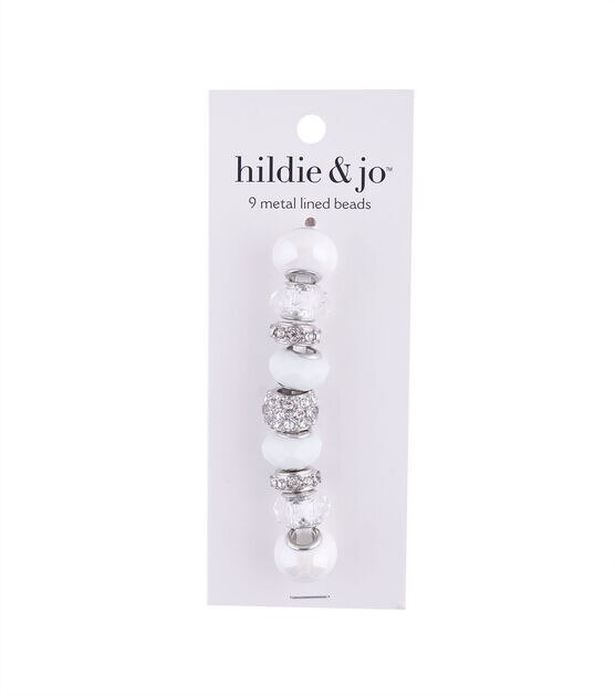 15mm White & Clear Metal Lined Beads 9ct by hildie & jo