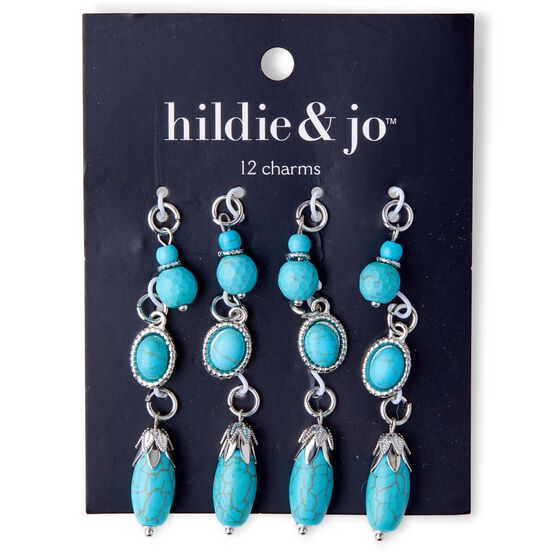 12ct Silver & Turquoise Beaded Charms by hildie & jo