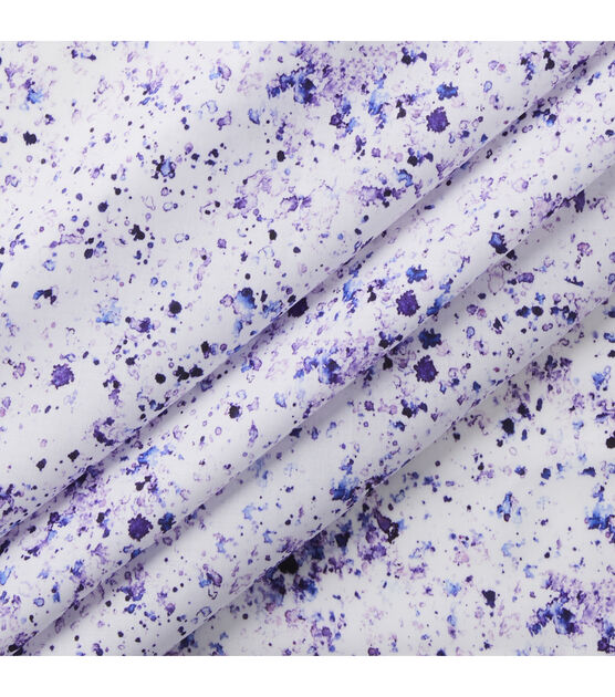 Speckled Spots Purple On White Premium Cotton Lawn Fabric, , hi-res, image 2