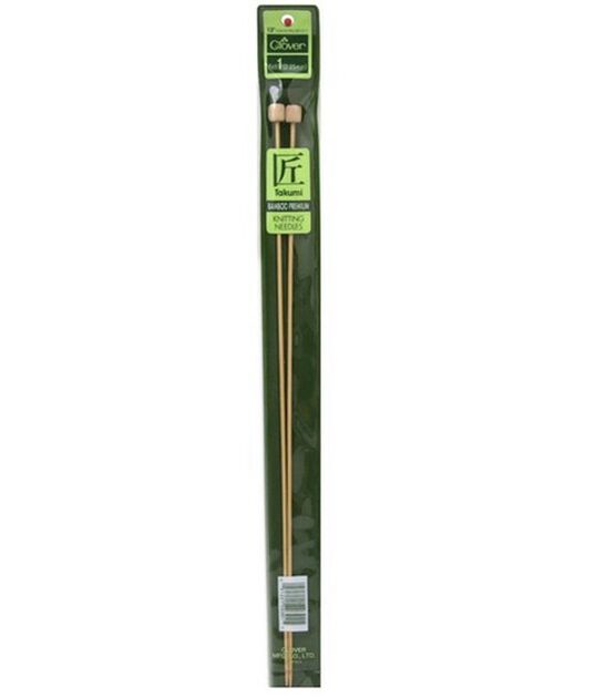 Clover 13" Size 1 Single Point Bamboo Knitting Needle Set