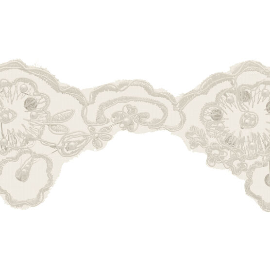 Simplicity Wide Bridal Beaded Lace Trim 3'' Ivory
