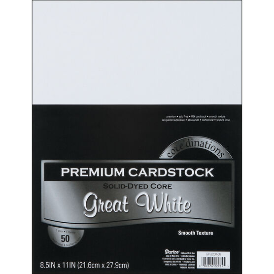 Core'dinations Value Pack Cardstock 8.5"X11" 50 Pkg Great White Smooth