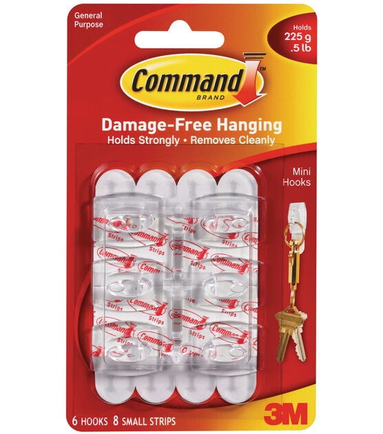 Command 14ct White Mini Hooks & Small Adhesive Strips