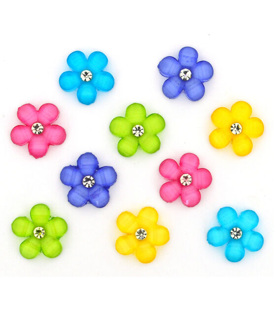 Dress It Up 10ct Plastic Floral Poppin' Posies Flatback Buttons