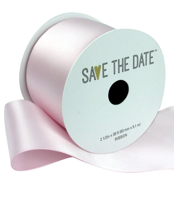 Save the Date 2.5" x 30' Pink Satin Ribbon