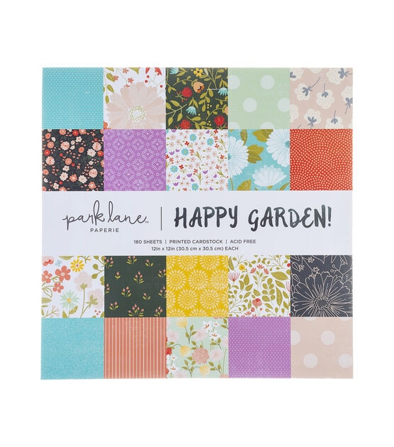 180 Sheet 12" x 12" Happy Garden Cardstock Paper Pack by Park Lane
