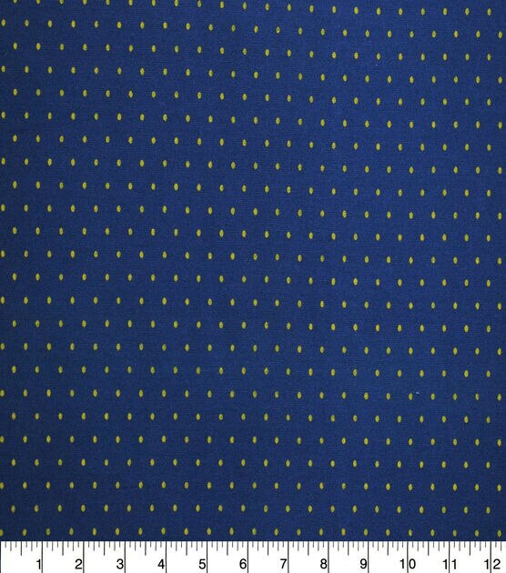Yellow Pin Dots on Navy Quilt Cotton Fabric by Quilter's Showcase