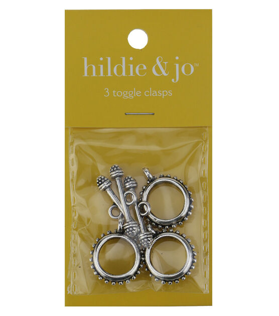 3pk Antique Silver Round Bumpy Metal Toggle Clasps by hildie & jo