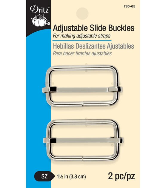 Dritz 1-1/2" Adjustable Slide Buckles, Silver, 2 pc