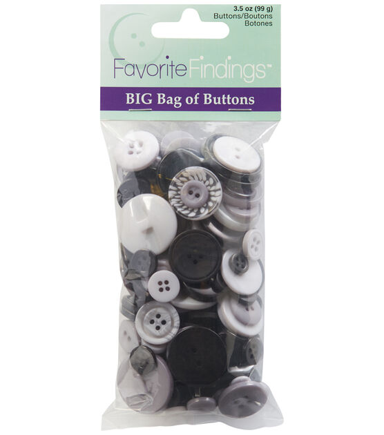 Favorite Findings 3.5oz Gray & Black Clamshell Big Bag of Buttons