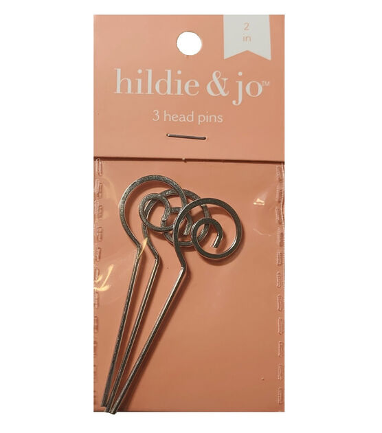 2" Silver Metal Swirl End Head Pins 3pk by hildie & jo