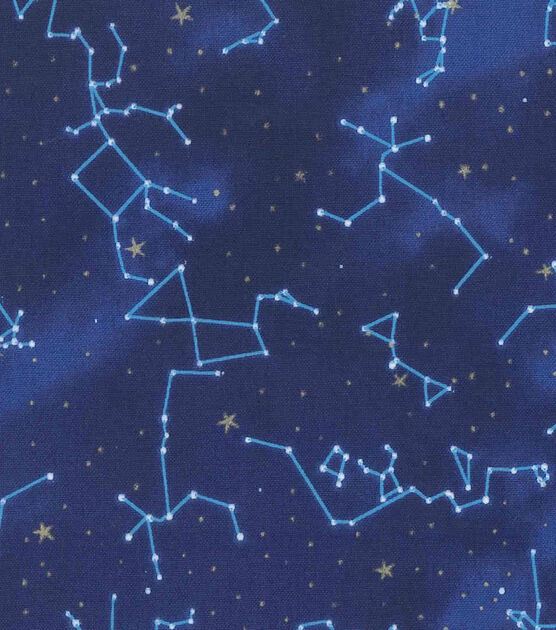 Novelty Metallic Cotton Fabric Star Constellations