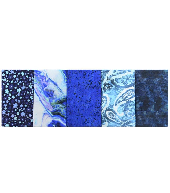 18" x 21" Blue Geometric 2 Cotton Fabric Quarters 5ct by Keepsake Calico, , hi-res, image 2