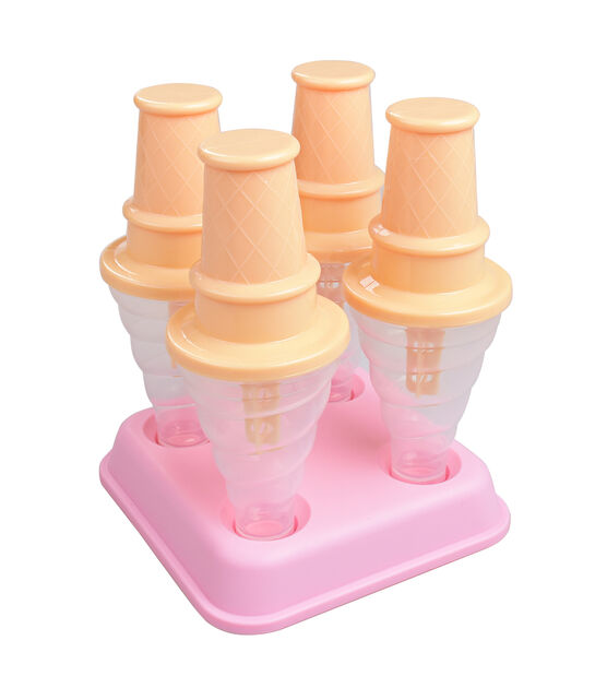 6 Summer Plastic Ice Cream Cone Popsicle Mold 4pc by STIR