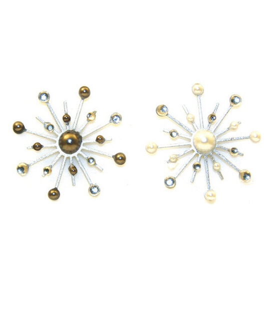Karen Foster Sparkle Burst Brads 6PK Pearls
