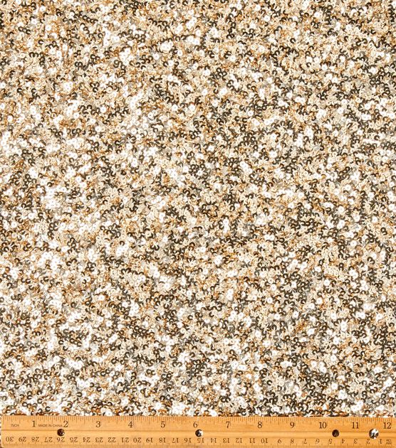 Badgley Mischka Gold Sequin Mesh Fabric, , hi-res, image 5