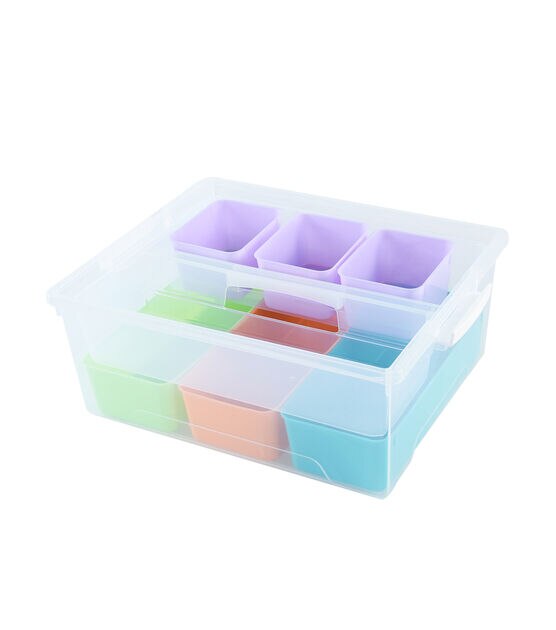 7" x 16" Latchmate Plastic Storage Bin With Compartments by Top Notch, , hi-res, image 2