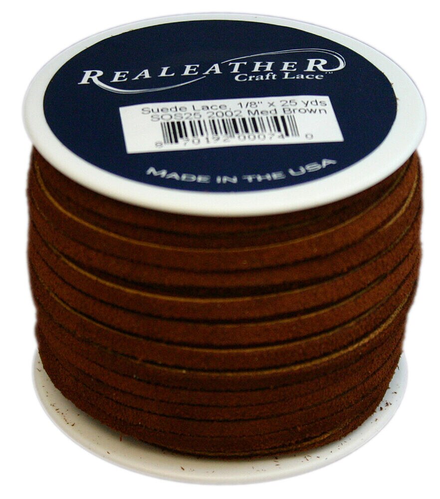 Realeather Leather Factory Solid Suede Lace 1/8", Brown, swatch