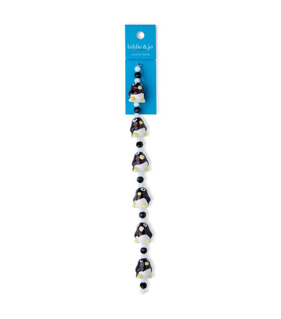 7" Black Ceramic Penguin Strung Beads by hildie & jo