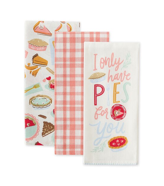 Design Imports Set of 3 Pies for You Kitchen Towels