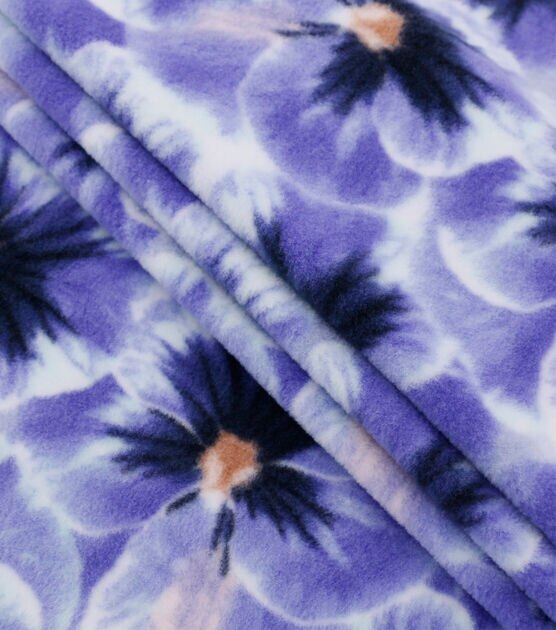 Purple Packed Floral Anti Pill Fleece Fabric, , hi-res, image 2