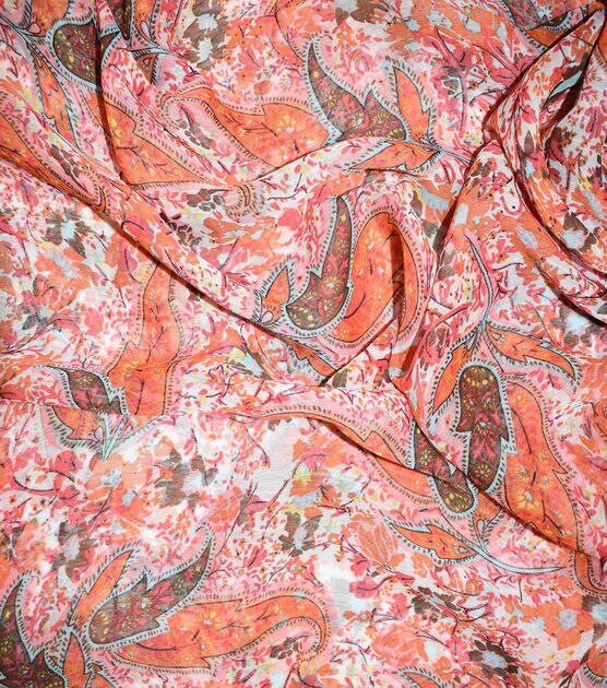 Fast Fashion Yoryu Chiffon Fabric Coral Paisley | JOANN