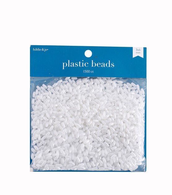 3mm x 6mm White Plastic Loose Pearl Beads 1500pc by hildie & jo