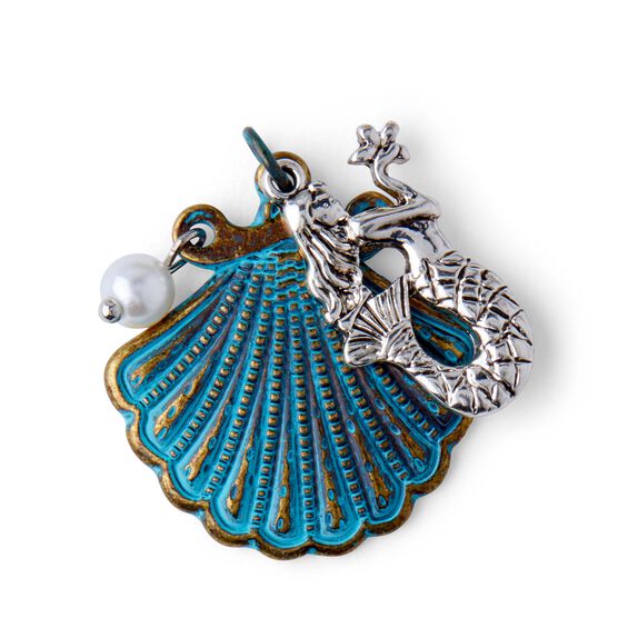 Silver Scallop With Mermaid Pendant by hildie & jo, , hi-res, image 2