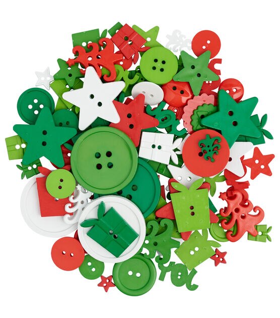 Favorite Findings 3oz Christmas Green & White Big Bag of Buttons, , hi-res, image 3