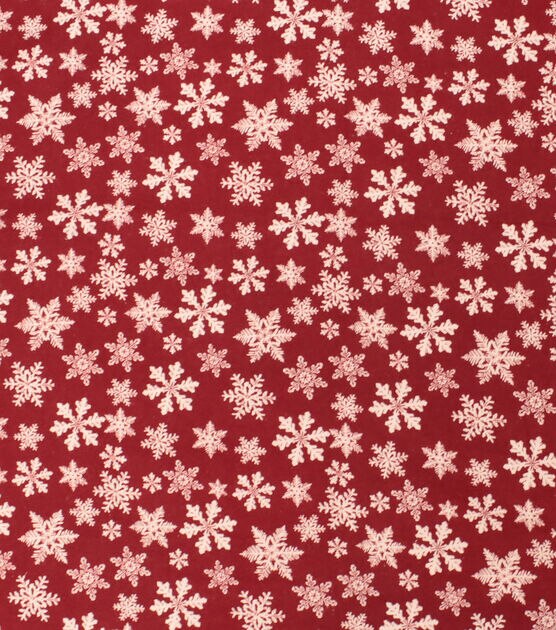 Snowflakes on Red Super Snuggle Christmas Flannel Fabric