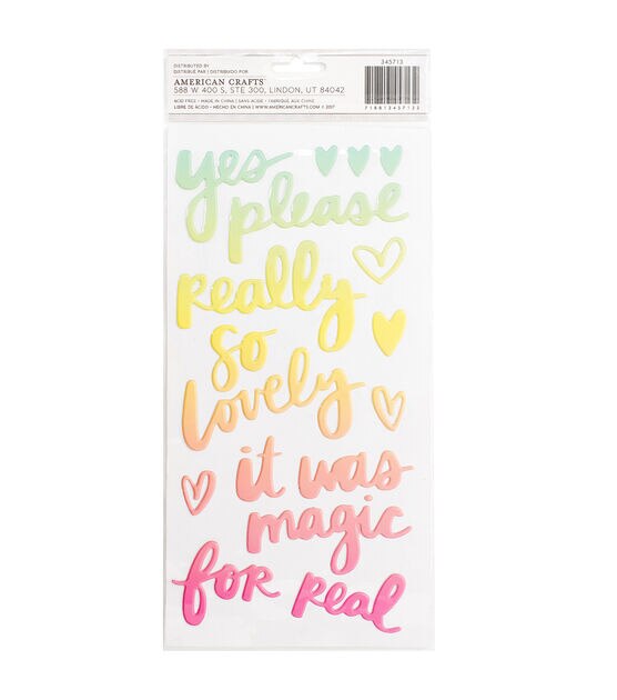 American Crafts Thicker Stickers Ombre Phrases, , hi-res, image 2